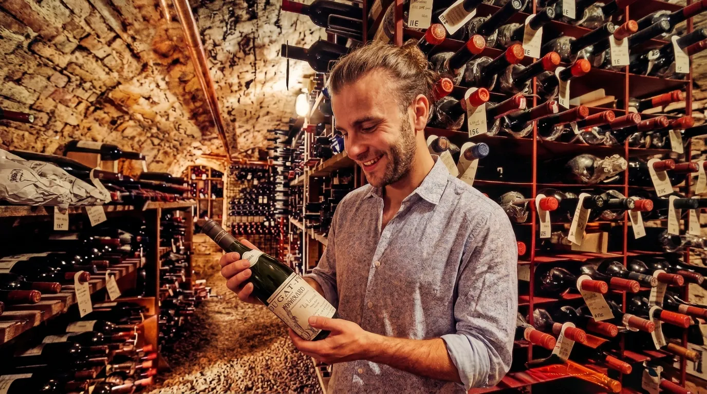 Charles, sommelier and oenologist of Maison IV, in his cellar