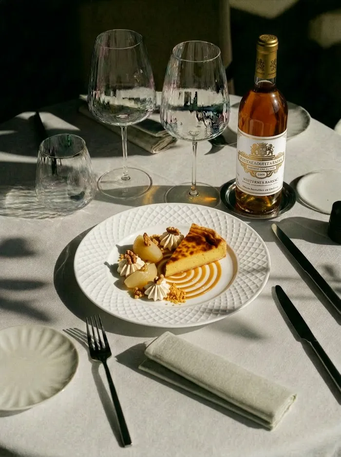 Sauternes 1989 Château Coutet paired with poached pear