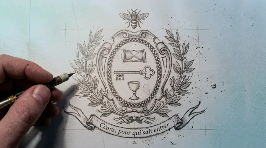 Tradition, a coat of arms drawn by a heraldic artist